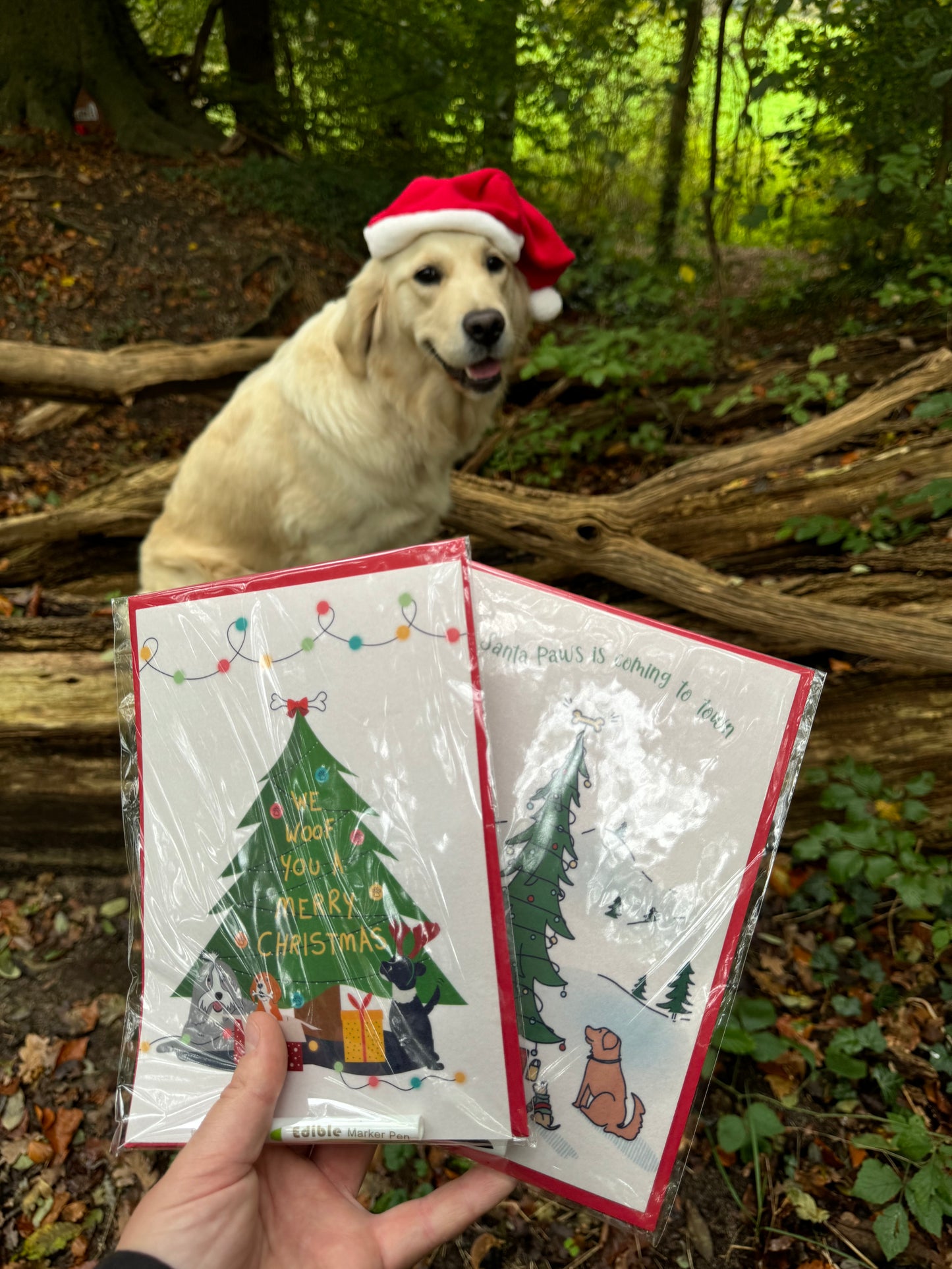 Eetbare kerstkaart - We woof you a merry Christmas - SALE