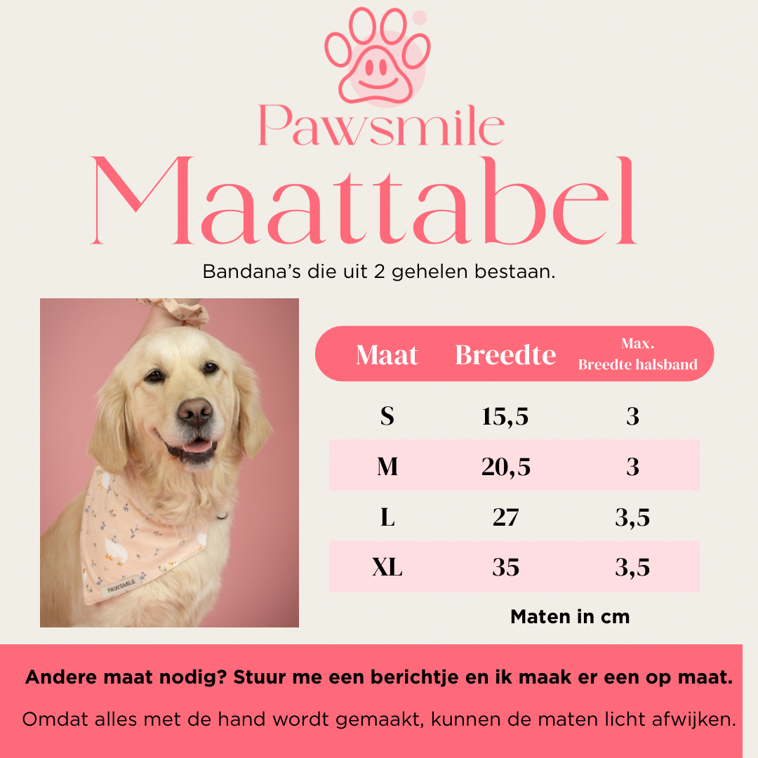 Goose Garden – Bandana met Gansjes en Bloemetjes op Lichtroze Stof