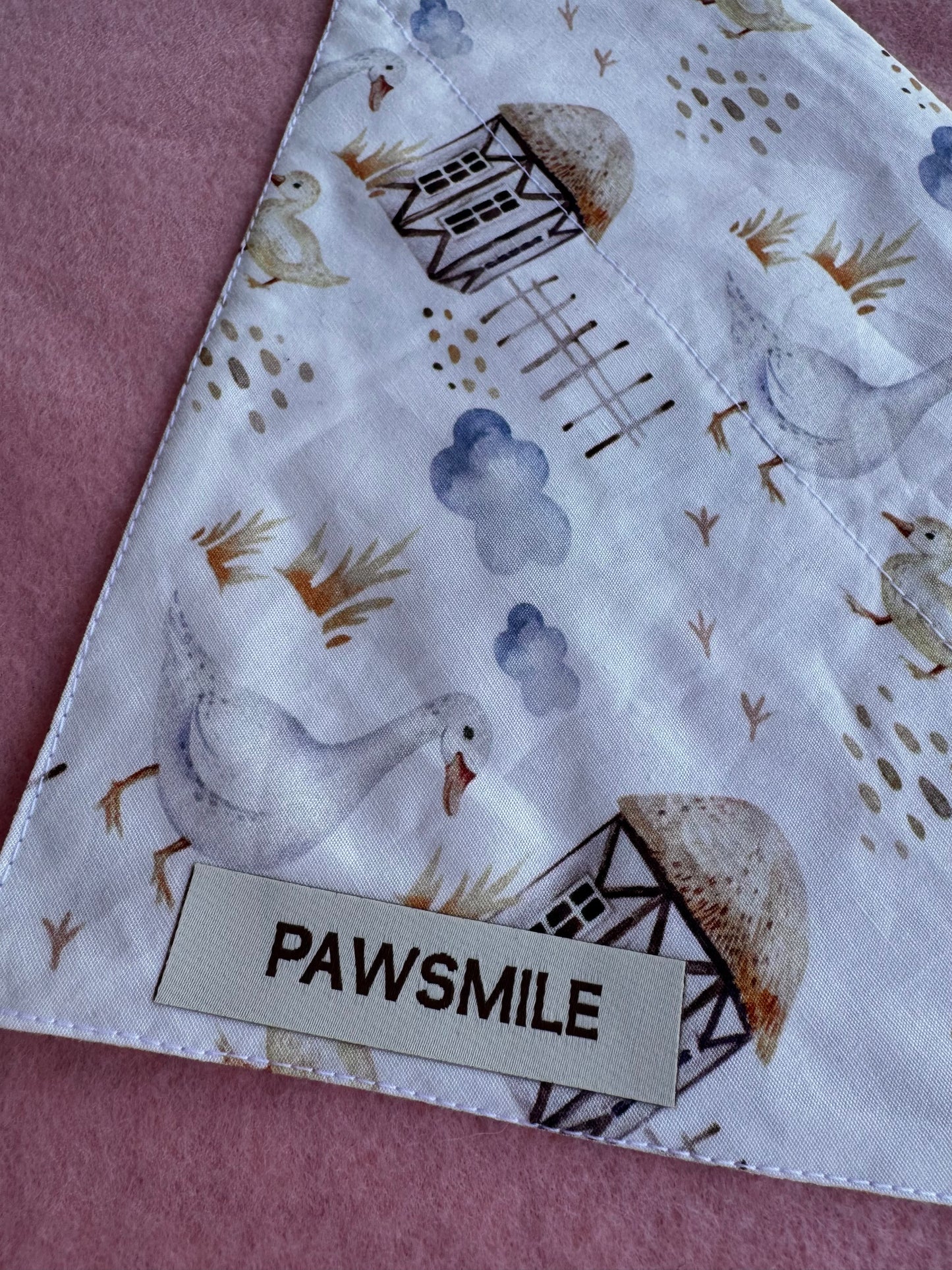 Farm Fresh – Witte Bandana met Gansjes en Boerderijtje