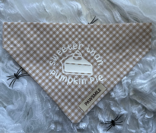 Pumpkin Spice – Herfst Bandana met Ruitjes & Pumpkin Spice Print
