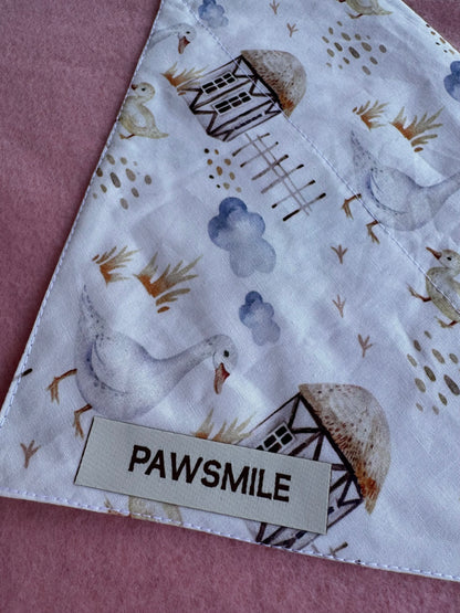 Farm Fresh – Witte Bandana met Gansjes en Boerderijtje