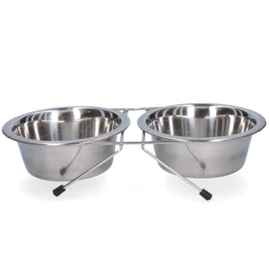 RVS voer- en waterbak met standaard Ø 16 cm (750 ml)